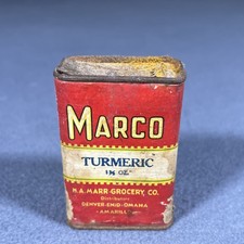 Vintage Marco Tumeric Spice Tin Carboard & Metal Ends picture