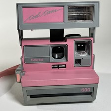 Vintage Polaroid Cool Cam 600 Pink & Gray Instant Camera w/ Flash & Strap Tested picture