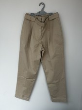 Reiss Women’s Stone Hutton Tapered Trousers Chinos Belted Size 8 Brand New picture