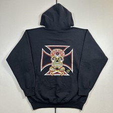 Rare Vintage y2k Vince Ray Voodoo Skull Fashion Victim Hoodie Sweatshirt 2003 Lg picture