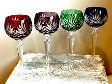 VINTAGE FABERGE ODESSA HUNGARIAN CRYSTAL HAND BLOWN WINE GLASS SET OF 4 (12D) picture