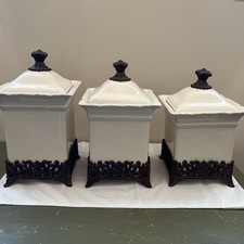 Vintage 3 pc. Ivory Canister Set Chris Madden JCPenney Home  picture