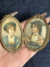 RARE ANTIQUE DOUBLE FRAMED SEE PHOTOS picture