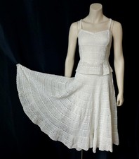 Tachi Castillo 1950s vintage Crochet Cotton FULL CIRCLE SKIRT & MATCHING TOP picture