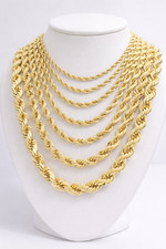 10k Real Gold Rope Chain 2mm 2.5mm 3mm 4mm 5mm 6mm 7mm 8mm 18-30 Inch Men Women picture