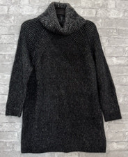 TopShop Black/Gray Ribbed Oversize Cowl Turtleneck Sweater Dress Size 0/2 picture