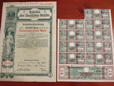 Germany 1917 Berlin Anleihe Deutschen Reichs 20.000 Mark Not Cancelled Bond Loan picture