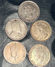(5) 1896-1944 Newfoundland Canada .925 Silver 5 Cent Lot. picture