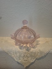 Pink Mosser Glass Footed Candy Dish Jewelry Box Butter Dish Trinkets Fairy Light picture