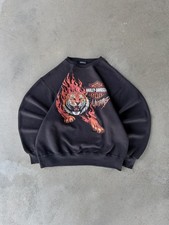 Vintage Harley Davidson Untamed Tiger Flame Sweatshirt Size Large Rare USA Made picture