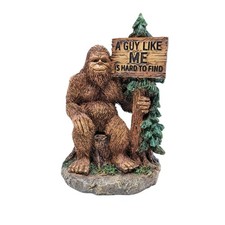 Funny Bigfoot Resin Figurine with Sign, Rustic Cabin Shelf Garden Decor Gift picture