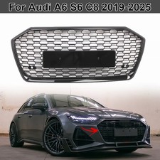 For 2019-2025 Audi A6 S6 C8 Gloss Black Front Bumper Grille Honeycomb Mesh Grill picture