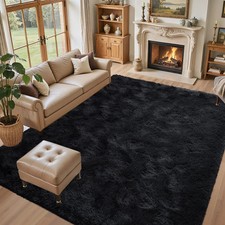 5x7 Black Area Rug Large Fluffy Shag Rug for Living Room Bedroom Non-Slip picture