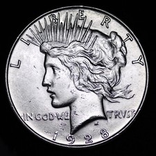 AU / UNC 1928-S PEACE SILVER DOLLAR LOWEST PRICES ON THE BAY   picture