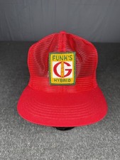 Vintage Funk's G Hybrid Hat Cap Snap Back Red Trucker Advertising Patch Mens 80s picture