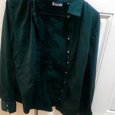 7th Avenue Design Studio NY&Co Men's Green Solid Long Sleeve Button-Up Shirt M picture