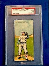 1911 T201 MECCA Dbl. Folder /2 Baseball Cards HUGGINS/BRESHNAHAN 2 HOF PSA 3.5 picture