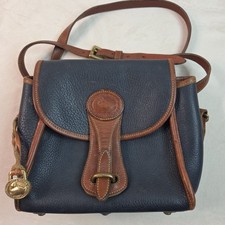 Vintage Dooney Bourke Essex All Weather Leather Crossbody Bag Navy USA picture