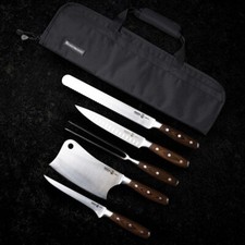 Messermeister Avanta 6 Piece Knife Set Stainless Blades Pakkawood 5-Pocket Roll picture