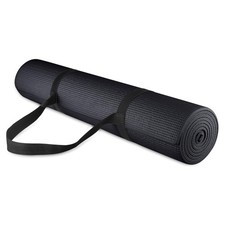 Fitvids 1/4” High Density Thick Non Slip Workout Yoga Mat and Carry Strap, Black picture