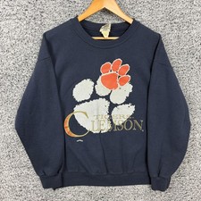 Vintage Clemson Tigers Sweatshirt Adult Large Blue Football Nutmeg Mills USA 90s picture