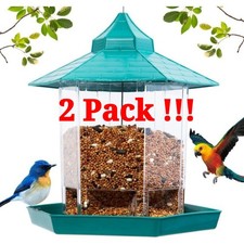 2x Hexagon House Bird Feeder Squirrel Proof Large Capacity Auto-Dispense Seed picture