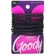 Goody Nonslip Womens Elastic Hair Tie 10 Count Black 4mm Medium Hair Pain-free picture