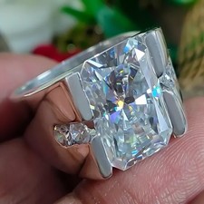 4 Ct Certified Radiant Cut White Diamond Solitaire Ring In 925 Sterling Silver picture