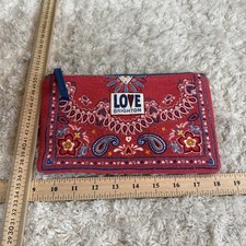 NEW WITHOUT TAGS BRIGHTON LOVE RED CANVAS JEWELRY MAKEUP POUCH picture