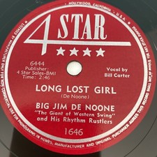 1951 JAZZ Big Jim De Noone 78 rpm 4STAR 1646 LONG LOST GIRL Western Swing E picture