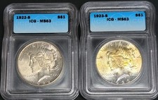 1922-S and 1923-S Peace Dollar ICG MS63 Both Superb Gems picture