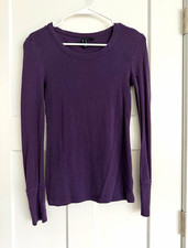 Cynthia Rowley Purple Knit T-Shirt Solid Round Neck Long Sleeve Womens S picture