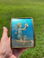 Vintage 1993 Enesco Thomas Cathey Cherub Music Box Glass Brass W/ Papers Works picture