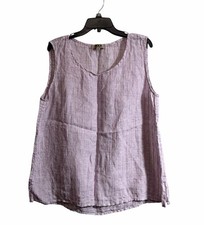 FLAX Brand - 100% Linen Womens Sleeveless Blouse - Size LARGE picture