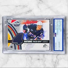 Matt Boldy Signed 2025-26 UD Four Nations USA Fabrics Relic PSA 10 AUTO picture