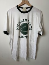 Reserve Collection Blue 84 Michigan State SpartansBasketball Ringer TShirt NWT L picture