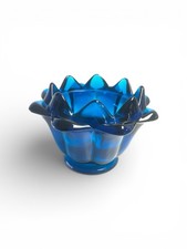 Vintage MCM Viking Glass  Artichoke Flowerette Vase Blue 3.5” Bluenique picture