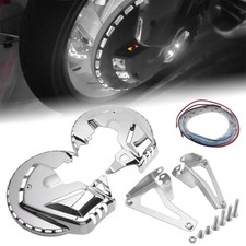 Chrome Brake Rotor Covers w/ LED Ring Of Fire For Honda Goldwing GL1800 2001-14 picture