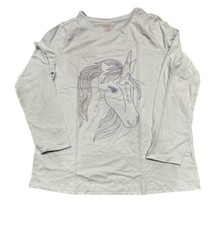 Girls' Unicorn Long Sleeve Graphic T-Shirt - Cat & Jack Turquoise Blue XXL Plus picture