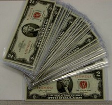 ✯ 5x Two Dollar Red Seals Lot $2 Group AU+/UNC ✯ Rare About Uncirculated Notes✯ picture