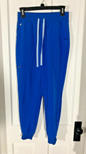 FIGS Zamora Jogger Scrub Pants Womens Small Petite S/P Royal Blue Medical Cargo picture