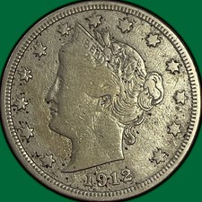1912-S Liberty Head V Nickel Fine F Coin #48100 picture