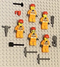 LEGO Construction Minifigures Lot of 5 Guys City Town Minifigs Workers Builders picture