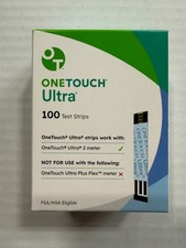 One Touch Ultra Blood Glucose Test Strips 100 Count, New. Expiration 10/2026+ picture