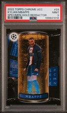 2022-23 Topps Chrome UEFA Kylian Mbappe Specimens Gold Refractor #/50 PSG PSA 9. picture