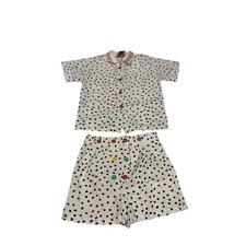 RARE Vintage Tropical Horizon Kids Polka Dot Shirt and Shorts Set Size 6 picture