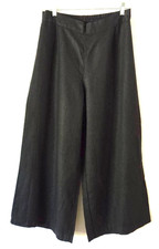 FLAX Linen Wide-Leg Floods Pants SMALL Black Pockets 25