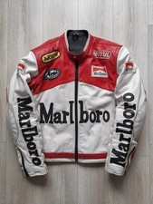 Vintage Style Racing Jacket Red & White Edition Cowhide Leather Biker Jacket picture