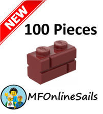 Genuine LEGO Dark Red 1x2 Masonry Bricks Part #98283 100 pcs 77g picture