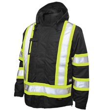 Men's Hi-Vis 5-in-1 Safety Jacket, 300D Poly Oxford with PU Coating, Black, 3XL picture